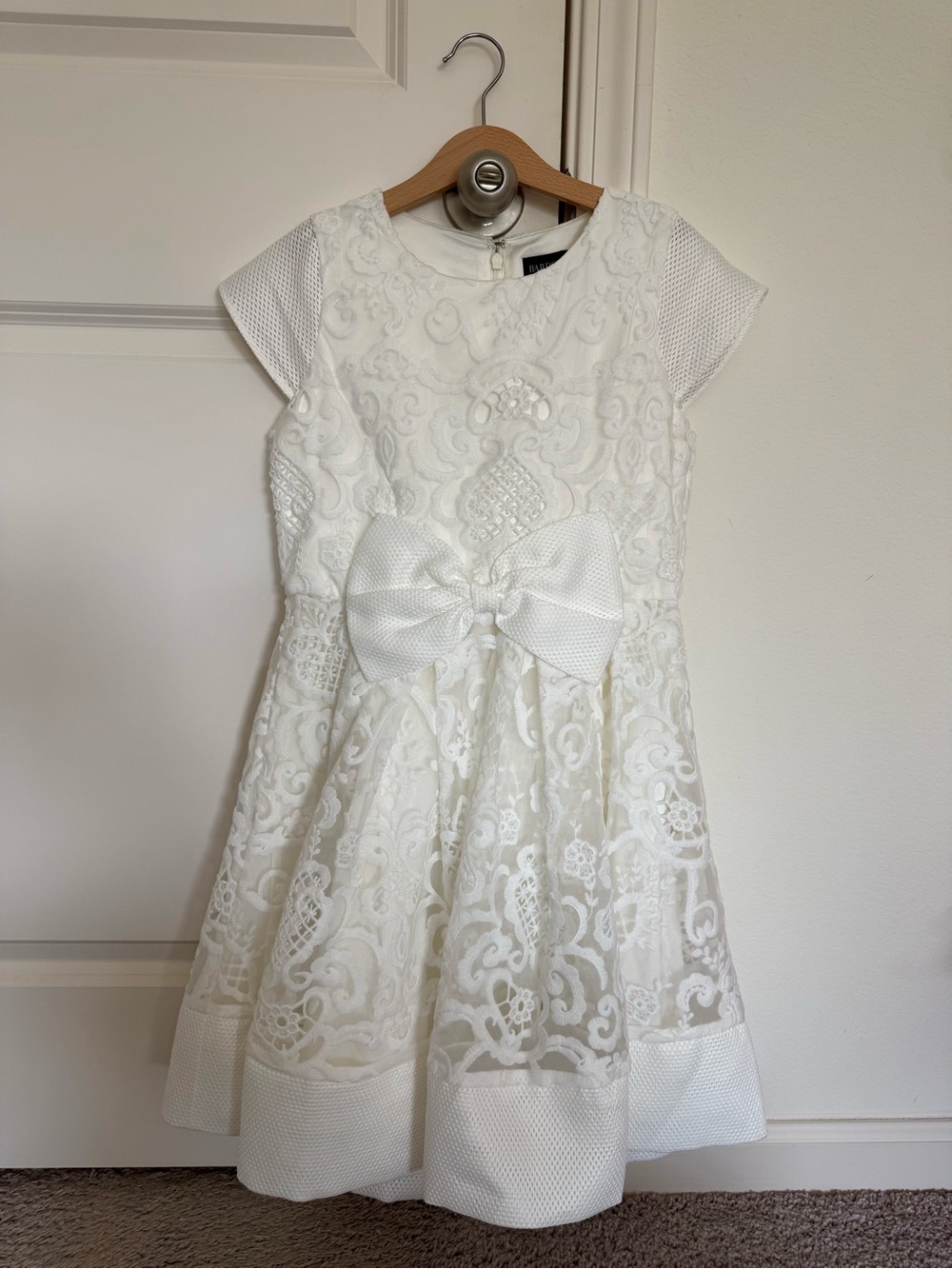 Bardot Junior Ava Girls White Lace Party Dress with Bow